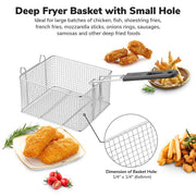 WeChef Deep Fryer Basket with Hook & Handle 8x6x4in