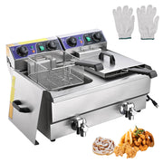 WeChef Commercial Deep Fryer with Drain 24L Dual Baskets 110V 3000W