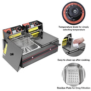 WeChef Commercial Deep Fryer 24L Dual Baskets 110V 5000W Black