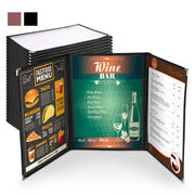 WeChef Menu Covers Pack(30ct) 6-View Plastic 8.5x11 Triple-Fold