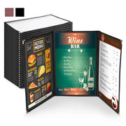 WeChef Menu Covers Pack(30ct) 6-View Plastic 8.5x14 Triple-Fold