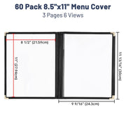 WeChef Menu Covers Pack(60ct) 6-View Plastic 8.5x11