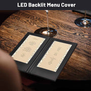 WeChef LED Menu Cover 2-Holder PU Leather 5.5x11in