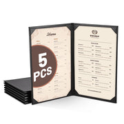 WeChef Menu Covers Pack(5ct) 2-Holder PU Leather 8.5x14