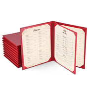 WeChef Menu Covers Pack(10ct) 4-Holder PU Leather 8.5x11, Red