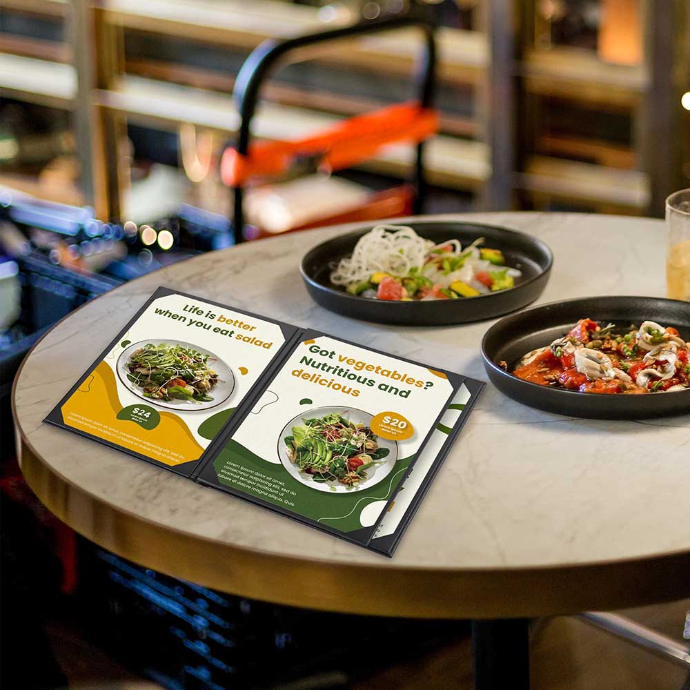 WeChef Menu Covers Pack(5ct) 4-Holder PU Leather 8.5x11