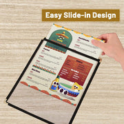 WeChef Menu Covers Pack(30ct) 2-View Plastic PU Leather Trim 8.5x11in