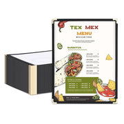 WeChef Menu Covers Pack(30ct) 2-View Plastic PU Leather Trim 8.5x11in