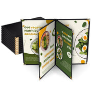 WeChef Menu Covers Pack(10ct) 4-Holder PU Leather & Plastic 8.5x14