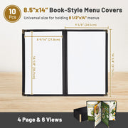 WeChef Menu Covers Pack(10ct) 4-Holder PU Leather & Plastic 8.5x14