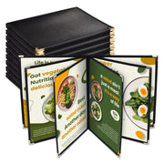 WeChef Menu Covers Pack(10ct) 6-Holder PU Leather & Plastic 8.5x11