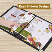 WeChef Menu Covers Pack(10ct) 6-Holder PU Leather & Plastic 8.5x11