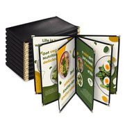 WeChef Menu Covers Pack(10ct) 6-Holder PU Leather & Plastic 8.5x14