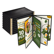 WeChef Menu Covers Pack(10ct) 5-Holder PU Leather & Plastic 8.5x14