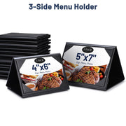 WeChef Table Tent Menu Holder Pack(5ct) 3-Side PU Leather 5x7